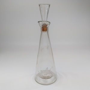Vintage Glass Decanter with Etched Ducks